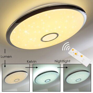 Plafoniera Alar LED Cromo, Bianco, 1-Luce, Telecomando