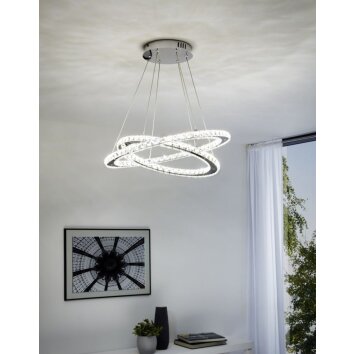 Eglo VARRAZO Lampada a sospensione LED Cromo, Cristallo ottico, 1-Luce