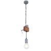 Globo LUDI Lampadario a sospensione Grigio, Legno scuro, 1-Luce