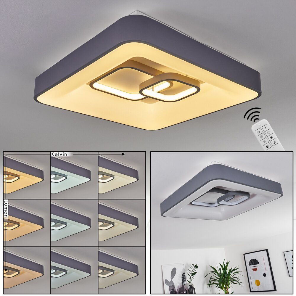 Gabbiana Plafoniera LED Grigio, Bianco, 1-Luce, Telecomando main product photo