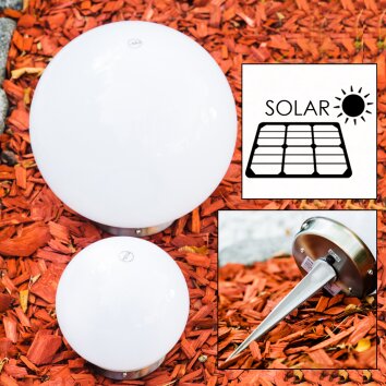 Set di lampade solari a sfera LED Acciaio inox, 2-Luci
