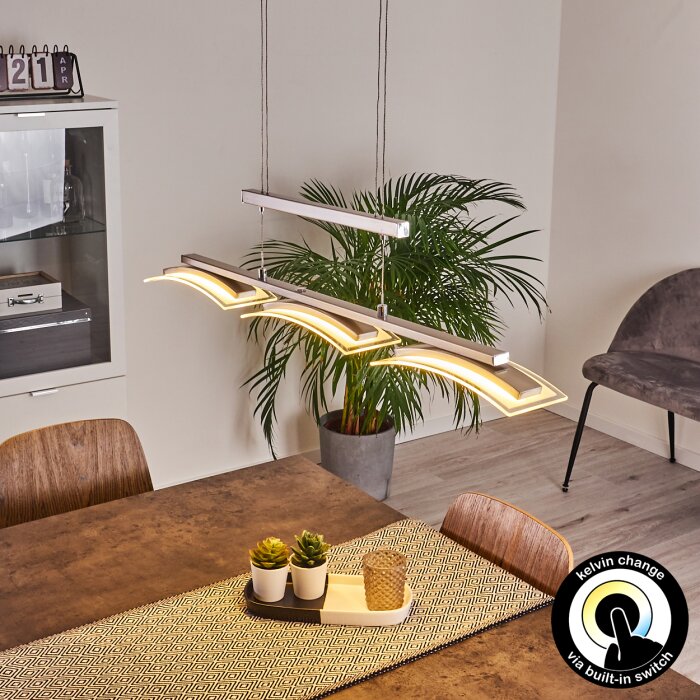 Bolonda Lampada a Sospensione LED Nichel opaco, 3-Luci