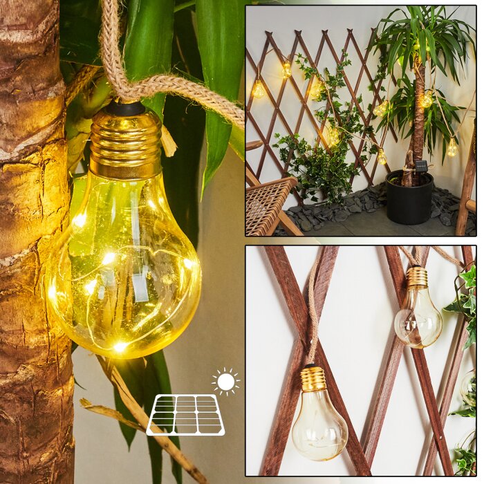 Trygsland catena di luce solare LED Oro, Chiaro, 10-Luci