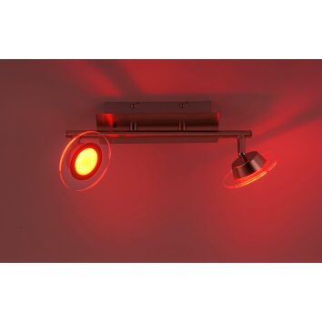 Leuchten Direkt LOLA-MIKE Plafoniera LED Acciaio inox, 2-Luci, Telecomando, Cambia colore