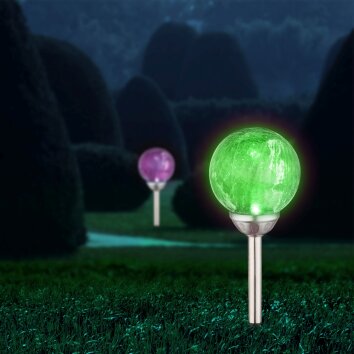 Globo Solar Lampioncino Segnapasso LED Trasparente, 2-Luci, Cambia colore
