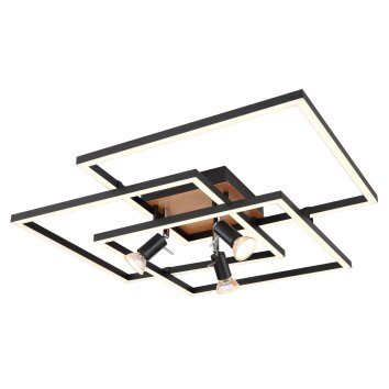 Globo IDA Plafoniera LED Aspetto del legno, Nero, 4-Luci