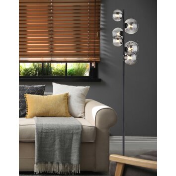 Globo RIHA Lampada da terra LED Nero, 6-Luci