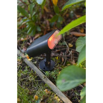 Lutec GINBO Faretto da giardino LED Nero, 1-Luce, Sensori di movimento, Cambia colore
