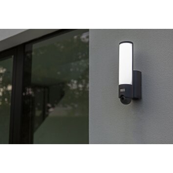 Lutec ELARA Applique da esterno LED Antracite, 1-Luce, Sensori di movimento