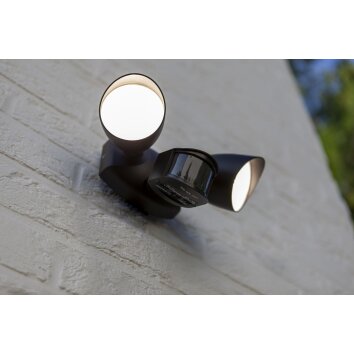 Lutec SHRIMP Applique da esterno LED Nero, 1-Luce, Sensori di movimento
