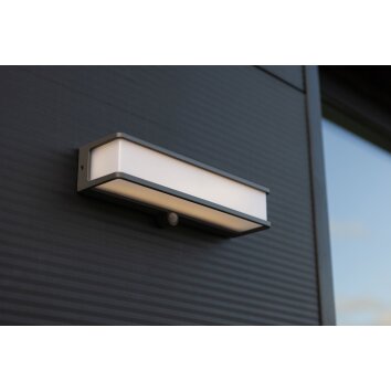 Lutec DOBLO Applique da esterno LED Antracite, 1-Luce, Sensori di movimento