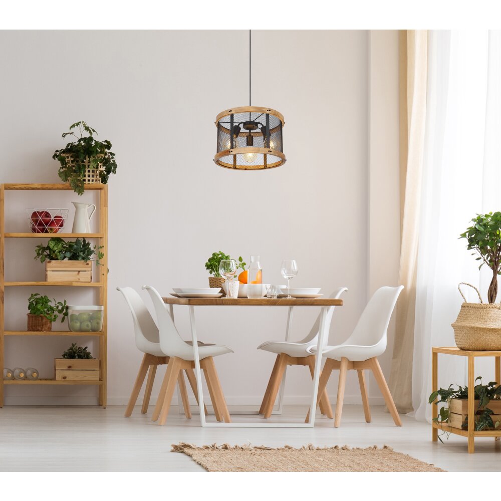 Globo JEANIE Lampadario a sospensione Legno scuro, Nero, 3-Luci main product photo
