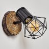 Bardhaman Applique Legno chiaro, Aspetto del legno, Nero, 1-Luce