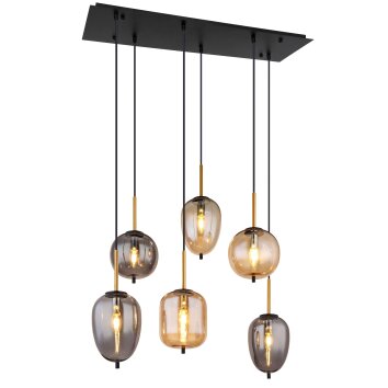 Globo BLACKY Lampada a Sospensione Ottone, Nero, 6-Luci