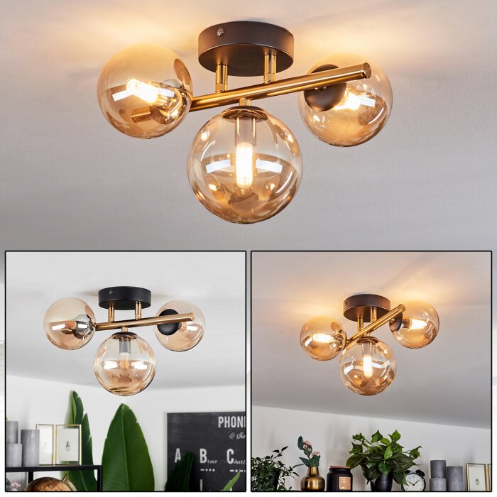 Chehalis Plafoniera LED Ottone, Nero, 3-Luci