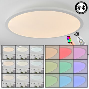 Sani Plafoniera LED Bianco, 1-Luce, Telecomando, Cambia colore