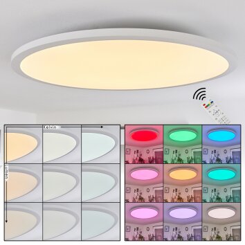 Montalba Plafoniera LED Bianco, 1-Luce, Telecomando, Cambia colore