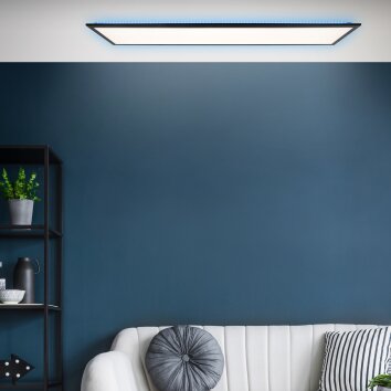 Brilliant Everett Plafoniera LED Nero, 1-Luce, Telecomando, Cambia colore