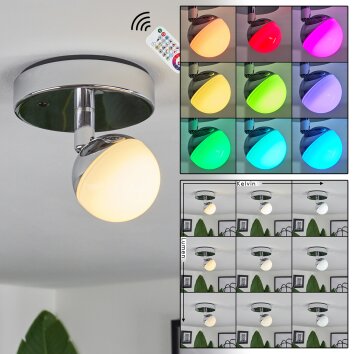 iDual Olivine Plafoniera LED Cromo, 1-Luce, Telecomando, Cambia colore