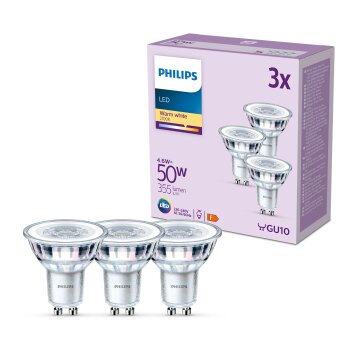 Philips Classic Set di 3 LED GU10 4,6 Watt 2700 Kelvin 355 Lumen