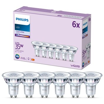 Philips Classic Set di 6 LED GU10 da 3,5 Watt 4000 Kelvin 275 Lumen