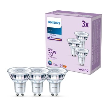 Philips Classic Set di 3 LED GU10 da 3,5 Watt 4000 Kelvin 275 Lumen
