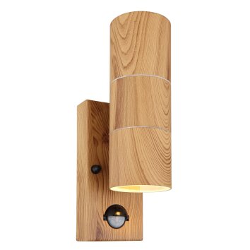 Globo STYLE Applique da esterno Aspetto del legno, 2-Luci, Sensori di movimento