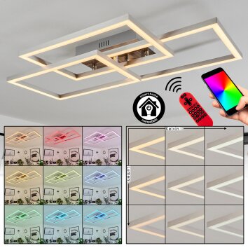 Relous Plafoniera LED Acciaio inox, 3-Luci, Telecomando, Cambia colore