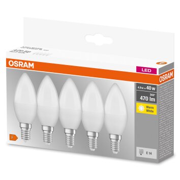OSRAM CLASSIC B Set di 5 LED E14 da 4,9 Watt 2700 Kelvin 470 Lumen
