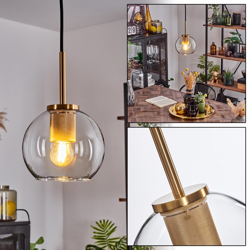Koyoto Lampadario a sospensione Vetro 15 cm Oro, 1-Luce main product photo