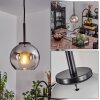 Koyoto Lampadario a sospensione Vetro 15 cm Acciaio inox, Nero, 1-Luce