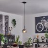 Koyoto Lampadario a sospensione Vetro 15 cm Acciaio inox, Nero, 1-Luce