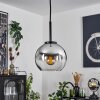 Koyoto Lampadario a sospensione Vetro 15 cm Acciaio inox, Nero, 1-Luce