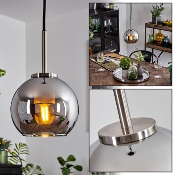 Koyoto Lampadario a sospensione Vetro 15 cm Nero, Argento, 1-Luce