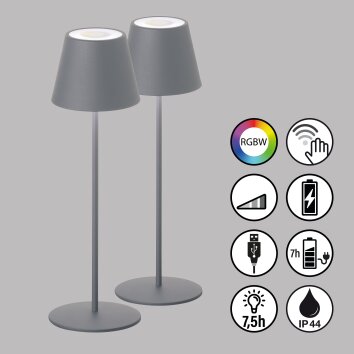 FHL easy Cosenza Lampada da tavolo 2 set LED Grigio, 1-Luce, Cambia colore