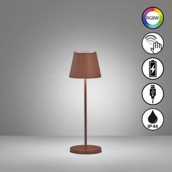 FHL easy Cosenza 2.0 Lampada da tavolo LED Ruggine, 1-Luce, Cambia colore