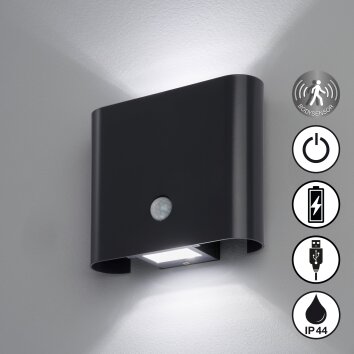 FHL easy Magnetics Applique da esterno LED Nero, 2-Luci, Sensori di movimento