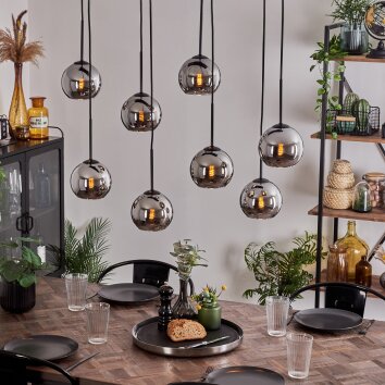 Koyoto Lampadario a sospensione - Vetro Cromo, Grigio fumo, 8-Luci