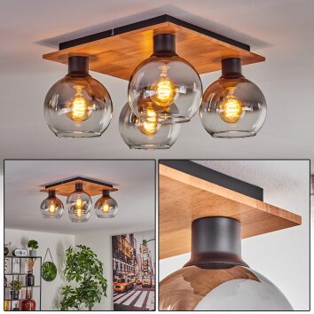 Koyoto Plafoniera - Vetro Écru, Nero, 4-Luci