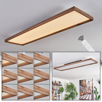 Longvic Plafoniera LED Aspetto del legno, Nero, 1-Luce, Telecomando
