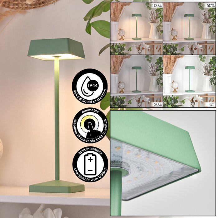 Algeraz Lampada da tavolo LED Verde, 1-Luce