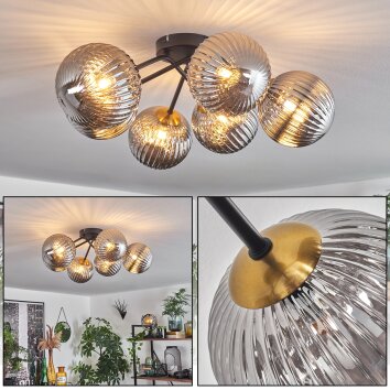 Chehalis Plafoniera Oro, Nero, 6-Luci