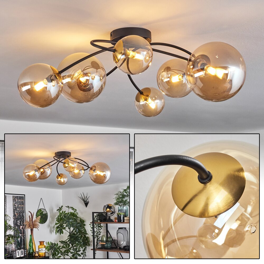 Chehalis Plafoniera - Vetro Oro, Nero, 6-Luci main product photo