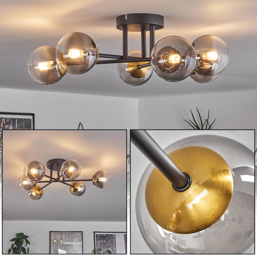 Chehalis Plafoniera - Vetro 10 cm Oro, Nero, 6-Luci main product photo