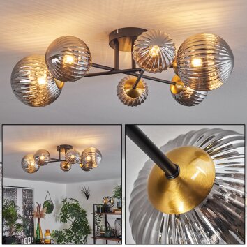 Chehalis Plafoniera - Vetro 10 cm, 12 cm, 15 cm Oro, Nero, 6-Luci