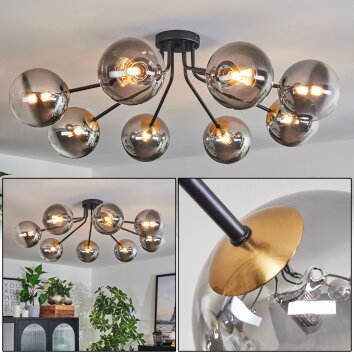 Chehalis Plafoniera - Vetro 15 cm Oro, Nero, 8-Luci