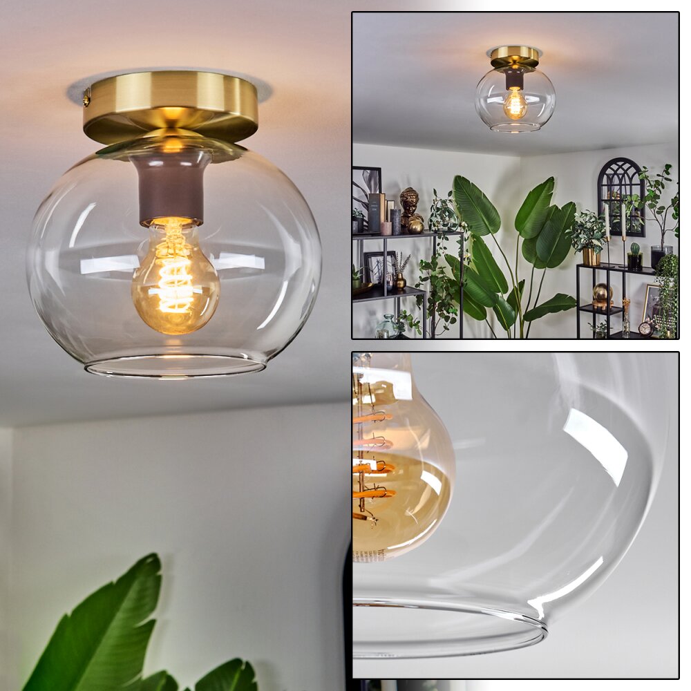 Apedo Plafoniera - Vetro 20 cm Oro, Nero, 1-Luce main product photo