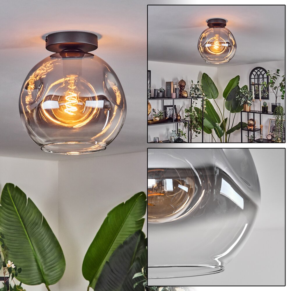 Ripoll Plafoniera - Vetro 25 cm Chiaro, Grigio fumo, 1-Luce main product photo