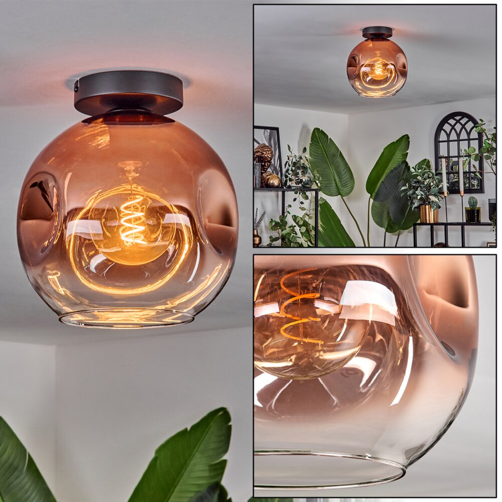 Ripoll Plafoniera - Vetro 25 cm Chiaro, Ramato, 1-Luce main product photo