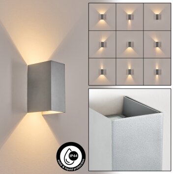 Hoods Lampada da parete per esterno, Lampade Up & Down, Applique LED Argento, 1-Luce